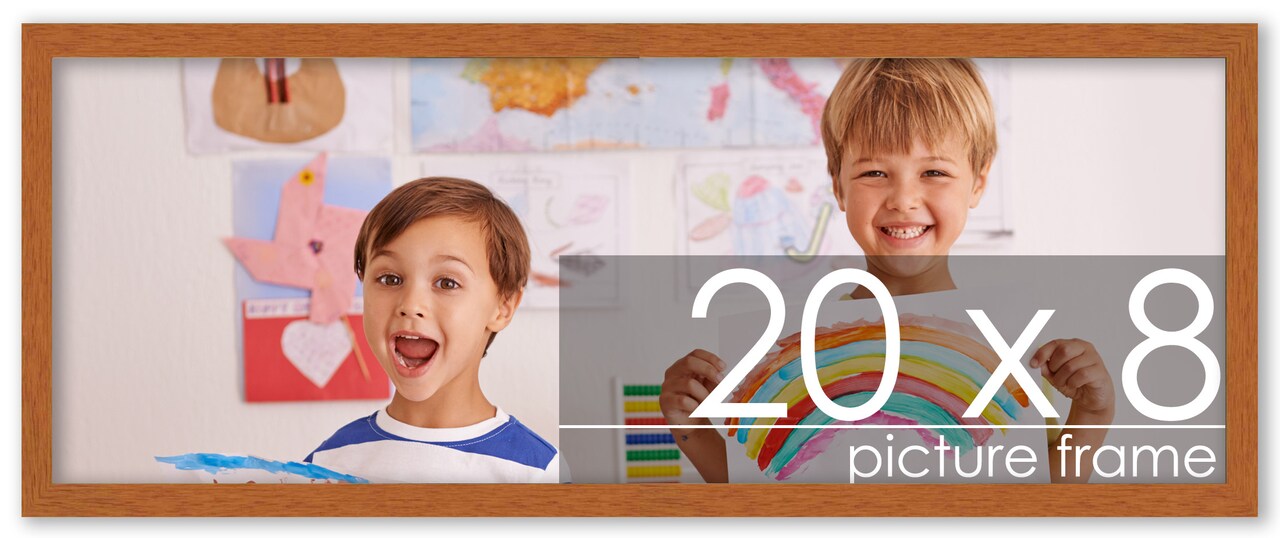 Panoramic Slim Profile Brown Picture Frame - UV Acrylic, Foam Board Backing, Hanging Hardware